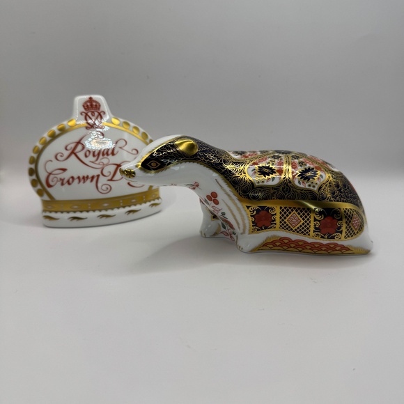 Royal Crown Derby Imari Badger bone china paperweight figurine gold stopper EUC - Picture 1 of 9